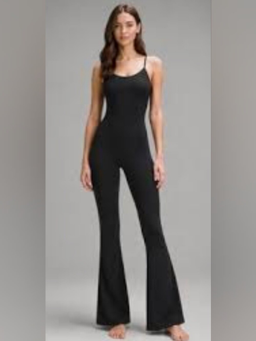 Qinsen Black Long Flared Leg  Jumpsuit Size Medium